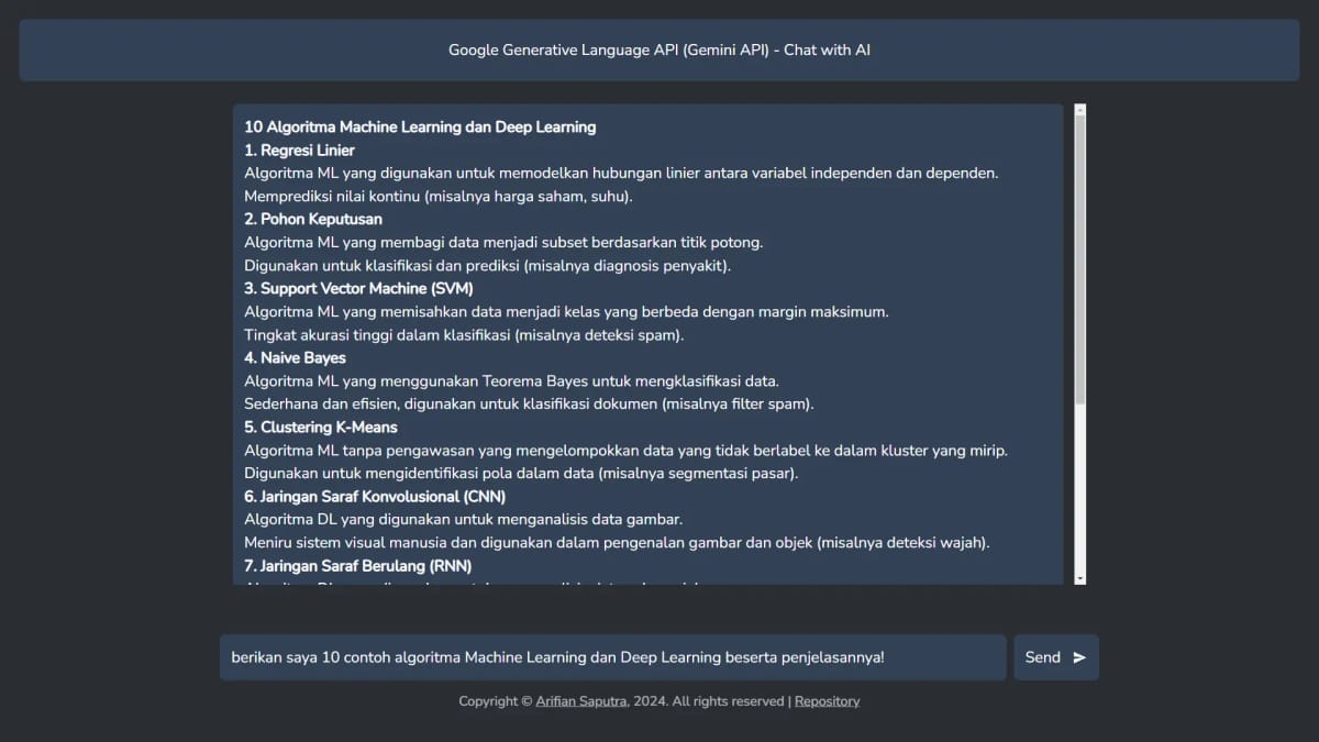 Simple AI Chat with Google Generative Language API (Gemini API)